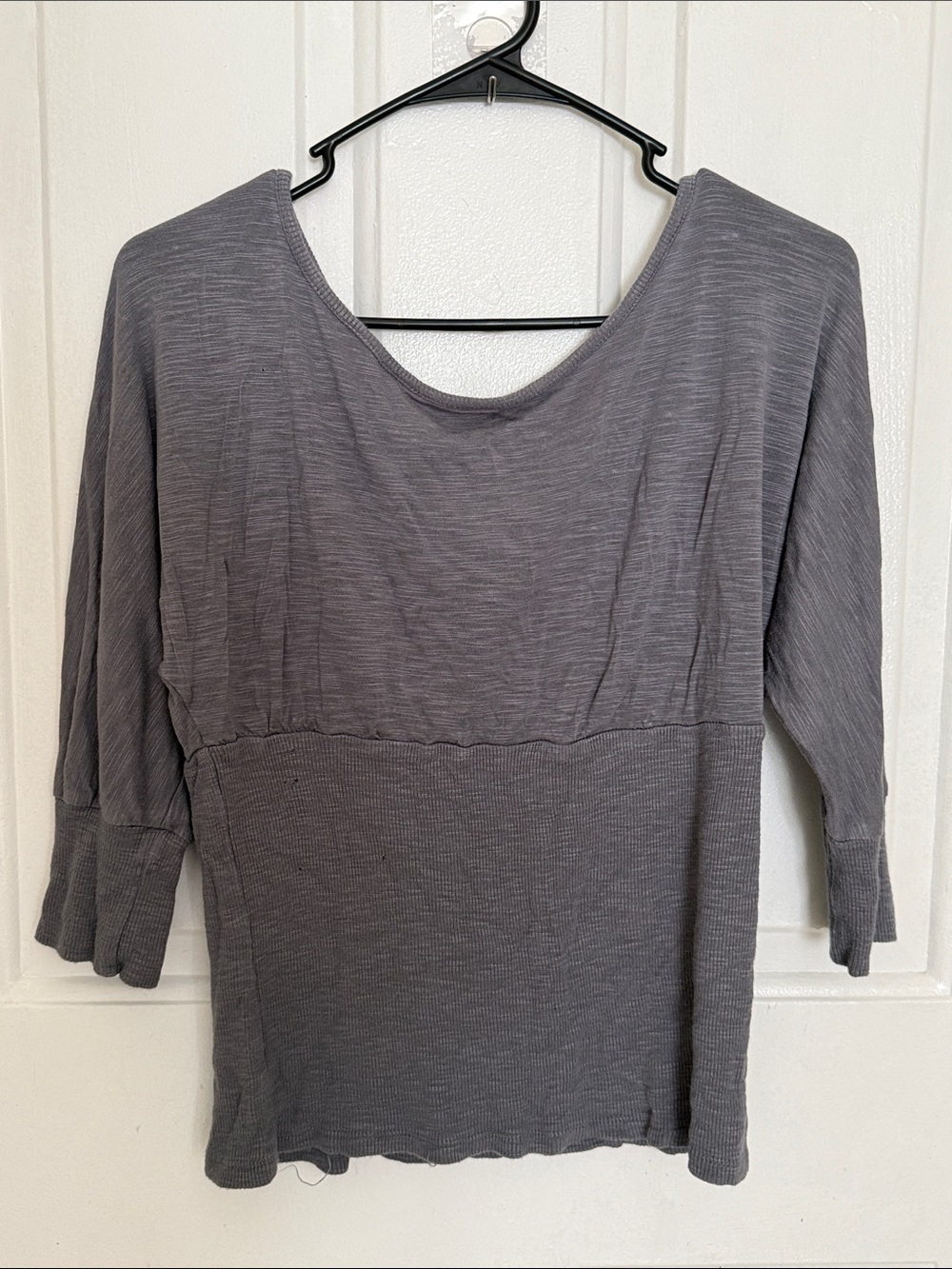 Slate Gray Scoop Neck Long Sleeve Top Size XL